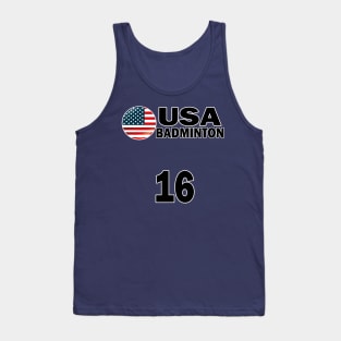 USA Badminton Number 16 T-shirt Design Tank Top